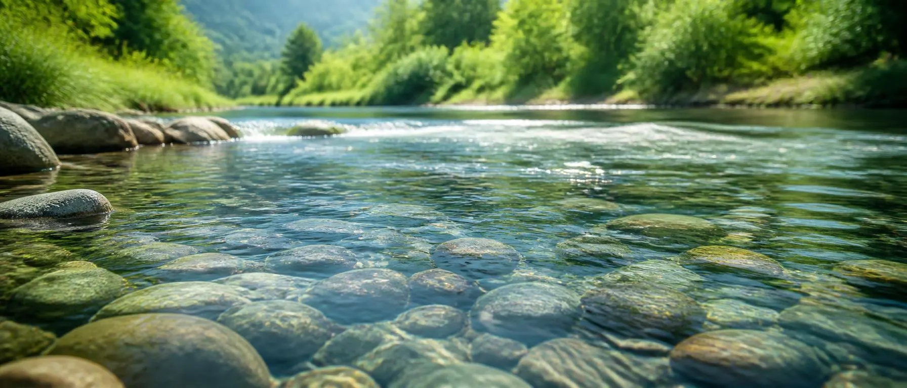 Calming water flowing in a river